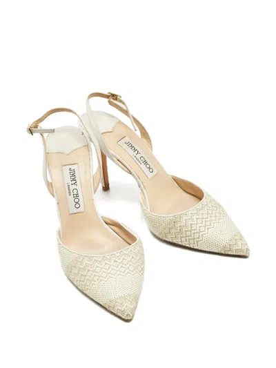 Pre-owned Jimmy Choo Tilly Woven Pointed Heeled Pumps In Neutral