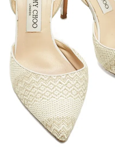 Pre-owned Jimmy Choo Tilly Woven Pointed Heeled Pumps In Neutral
