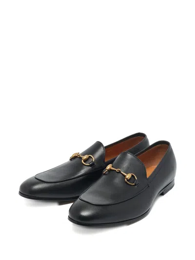 Pre-owned Gucci Jordaan Horsebit-detail Loafers In Black