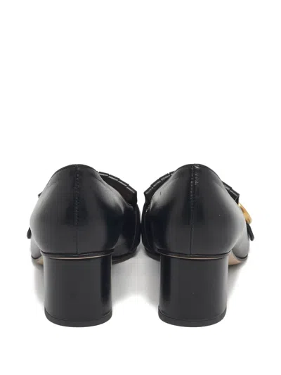 Pre-owned Gucci Gg Marmont Fringed Leather Pumps In Black