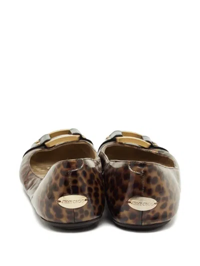 Pre-owned Jimmy Choo Patent-leather Ballerina Shoes In Brown