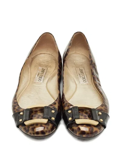 Pre-owned Jimmy Choo Patent-leather Ballerina Shoes In Brown