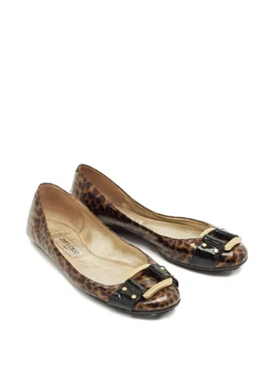 Pre-owned Jimmy Choo Patent-leather Ballerina Shoes In Brown