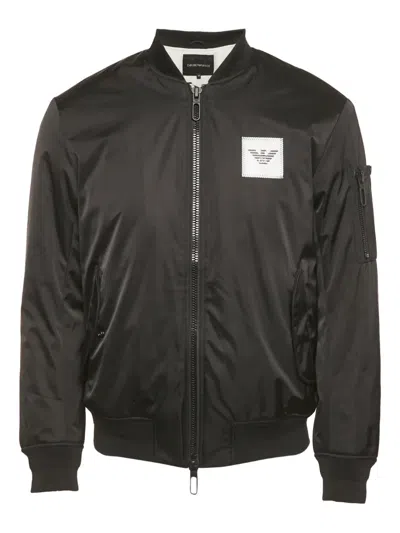 Pre-owned Emporio Armani Logo-detail Long-sleeve Bomber Jacket In Black