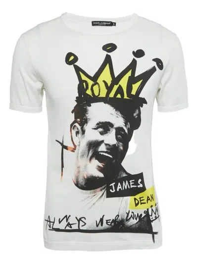 Pre-owned Dolce & Gabbana Graphic-print Crew-neck T-shirt In White