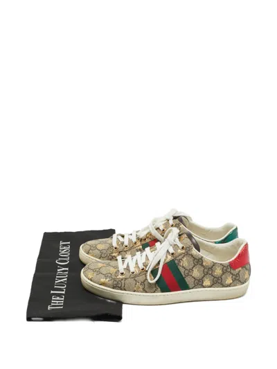 Pre-owned Gucci Ace Web-detail Sneakers In Neutral