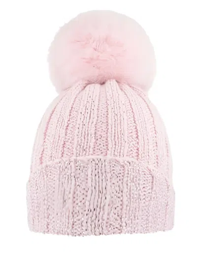Cuffie Regina Glitter Pompom Beanie Hat In Pink