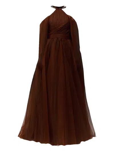 Tha Seen Draped-detail Maxi Dress In Brown