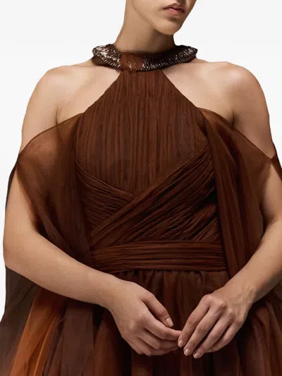 Tha Seen Draped-detail Maxi Dress In Brown