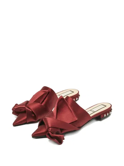 Pre-owned N°21 Knot Satin Mules In Red