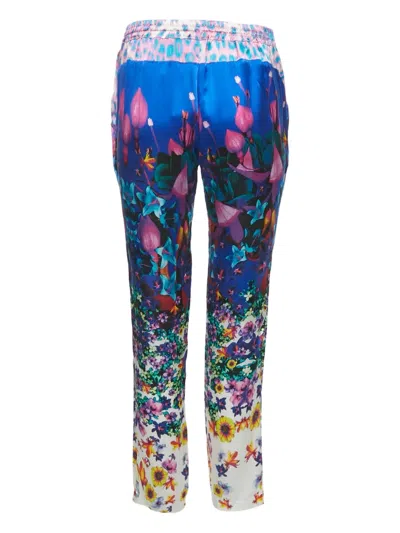 Pre-owned Roberto Cavalli Vintage Floral-print Trousers In Blue