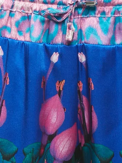 Pre-owned Roberto Cavalli Vintage Floral-print Trousers In Blue