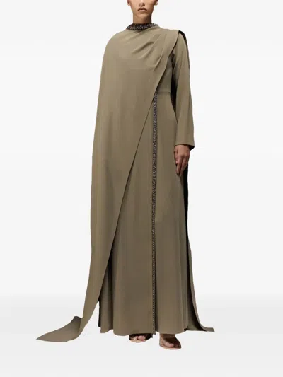 Tha Seen Beaded-embroidered Maxi Dress In Green