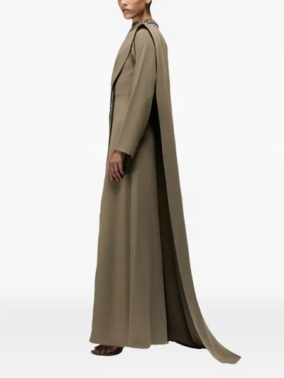 Tha Seen Beaded-embroidered Maxi Dress In Green