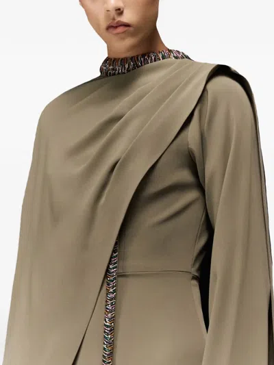 Tha Seen Beaded-embroidered Maxi Dress In Green