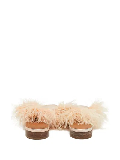 Pre-owned Malone Souliers Feather-detail Mules In Pink