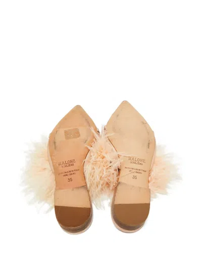 Pre-owned Malone Souliers Feather-detail Mules In Pink