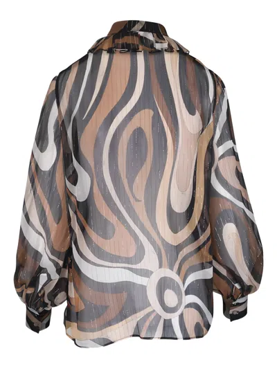 Pucci Marmo-print Blouse In Brown