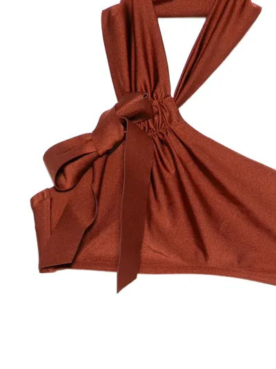 Zimmermann One-shouldrer Bikini In Brown