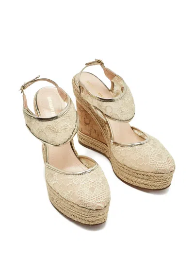 Pre-owned Nicholas Kirkwood Lace Wedge Espadrilles In Neutral
