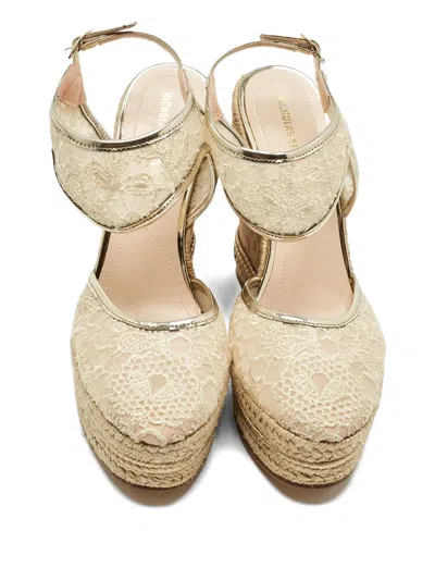 Pre-owned Nicholas Kirkwood Lace Wedge Espadrilles In Neutral