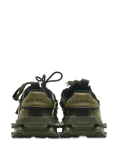 Pre-owned Dolce & Gabbana Space Leather Sneakers In Green