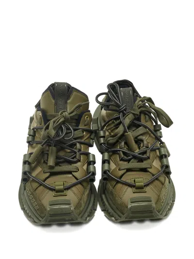 Pre-owned Dolce & Gabbana Space Leather Sneakers In Green
