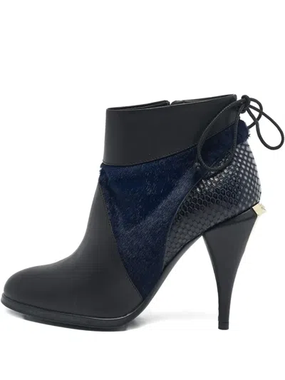 Pre-owned Fendi 105mm Leather Booties In Black