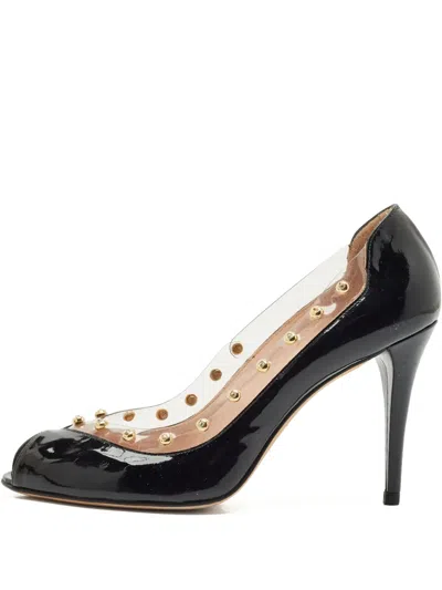Pre-owned Stuart Weitzman Patent Leather Studded Pumps In Black