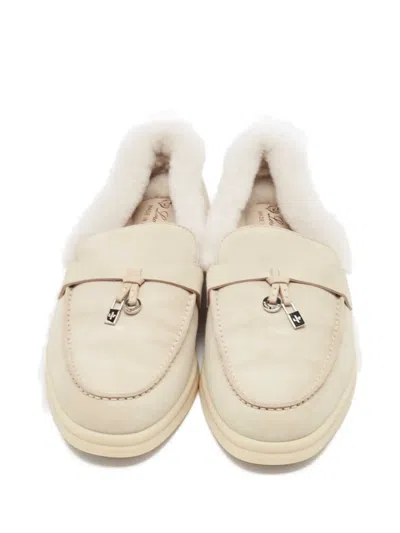 Pre-owned Loro Piana Shearling Loafers In Gray