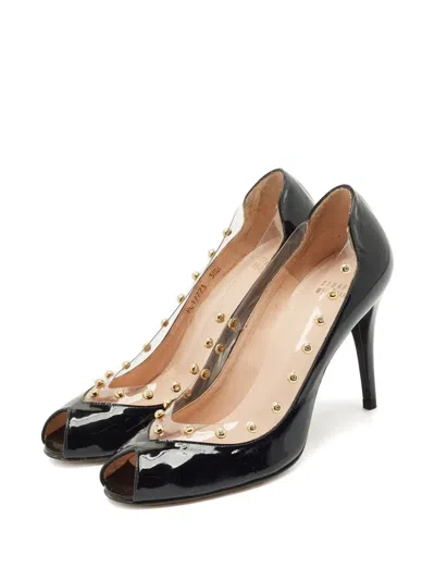 Pre-owned Stuart Weitzman Patent Leather Studded Pumps In Black