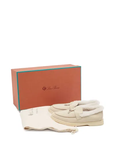 Pre-owned Loro Piana Shearling Loafers In Gray