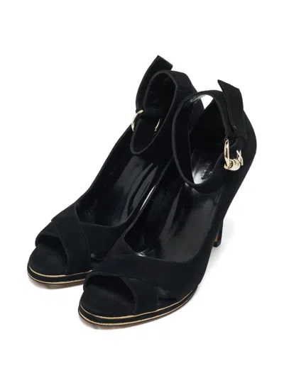 Pre-owned Gucci 2024 100mm Wedge Sandals In Black