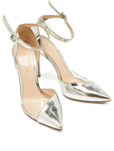 Pre-owned Gianvito Rossi 105mm Metallic-effect Pumps In Gray