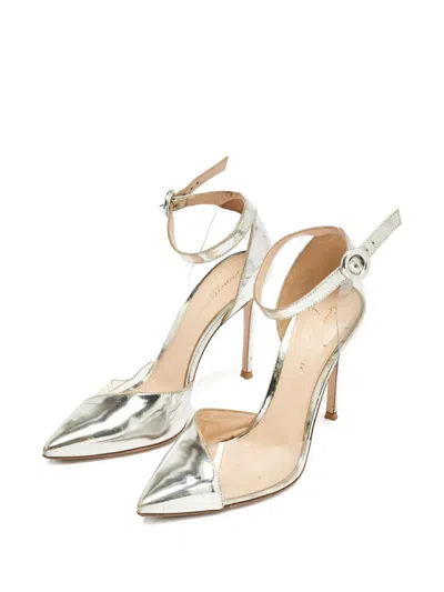 Pre-owned Gianvito Rossi 105mm Metallic-effect Pumps In Gray