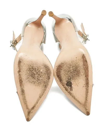 Pre-owned Gianvito Rossi 105mm Metallic-effect Pumps In Gray