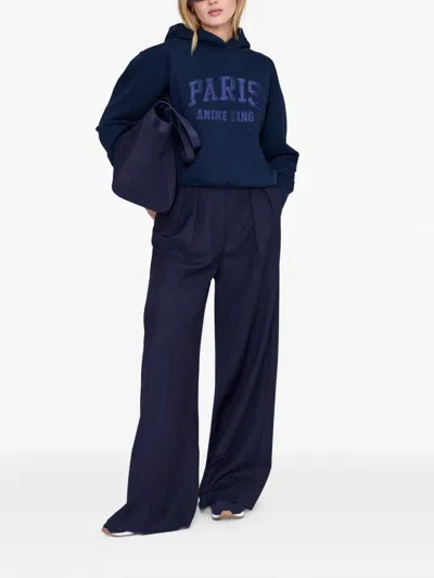 Anine Bing Debbie Appliqué-detail Hoodie In Blue