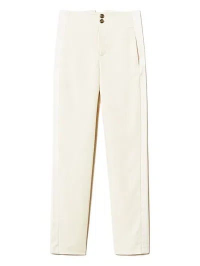 Twinset Satin-panelled Trousers In White
