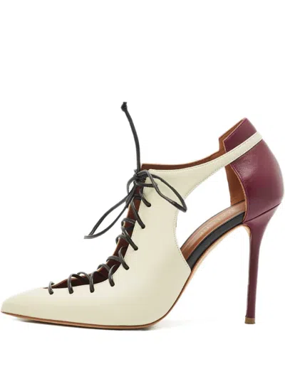 Pre-owned Malone Souliers Montana Leather Lace-up Pumps In White