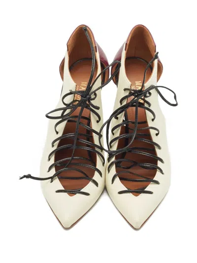 Pre-owned Malone Souliers Montana Leather Lace-up Pumps In White