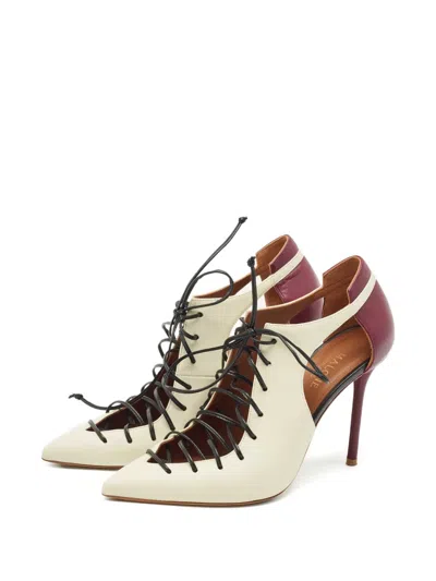 Pre-owned Malone Souliers Montana Leather Lace-up Pumps In White