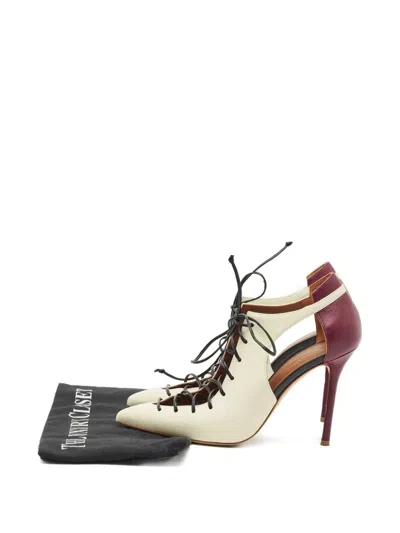 Pre-owned Malone Souliers Montana Leather Lace-up Pumps In White