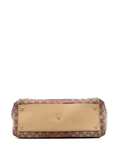 Pre-owned Gucci 2016-2025 Medium Gg Lurex Scarlett Satchel In Brown