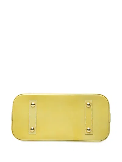 Pre-owned Louis Vuitton 2014 Monogram Vernis Alma Pm Handbag In Yellow