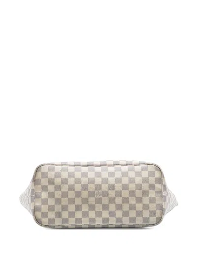 Pre-owned Louis Vuitton 2010 Damier Azur Neverfull Mm Tote Bag In White
