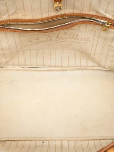 Pre-owned Louis Vuitton 2010 Damier Azur Neverfull Mm Tote Bag In White