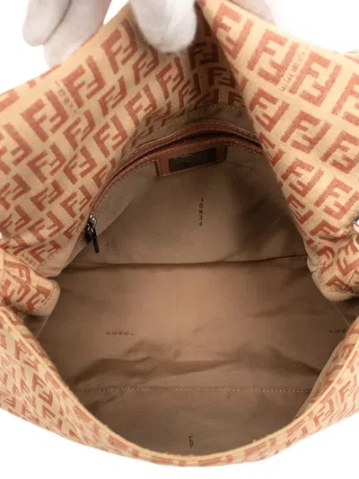 Pre-owned Fendi 2000-2010 Zucchino Canvas Mamma Forever Shoulder Bag In Brown