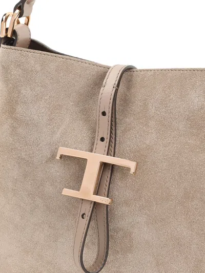 Tod's Suede Tote Bag In Neutral