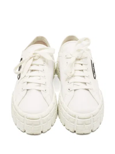 Pre-owned Prada 40mm Logo Platform Sneakers In White