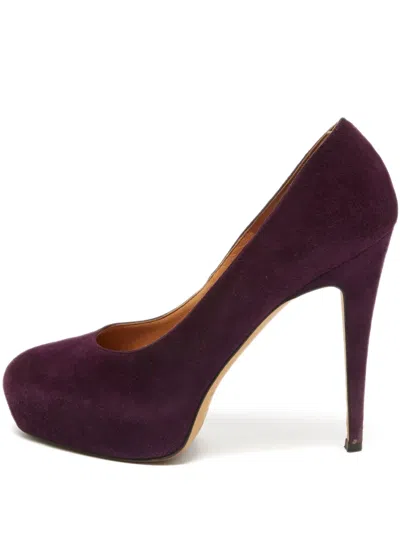 Pre-owned Brian Atwood 125mm Suede Platform Pumps In Purple
